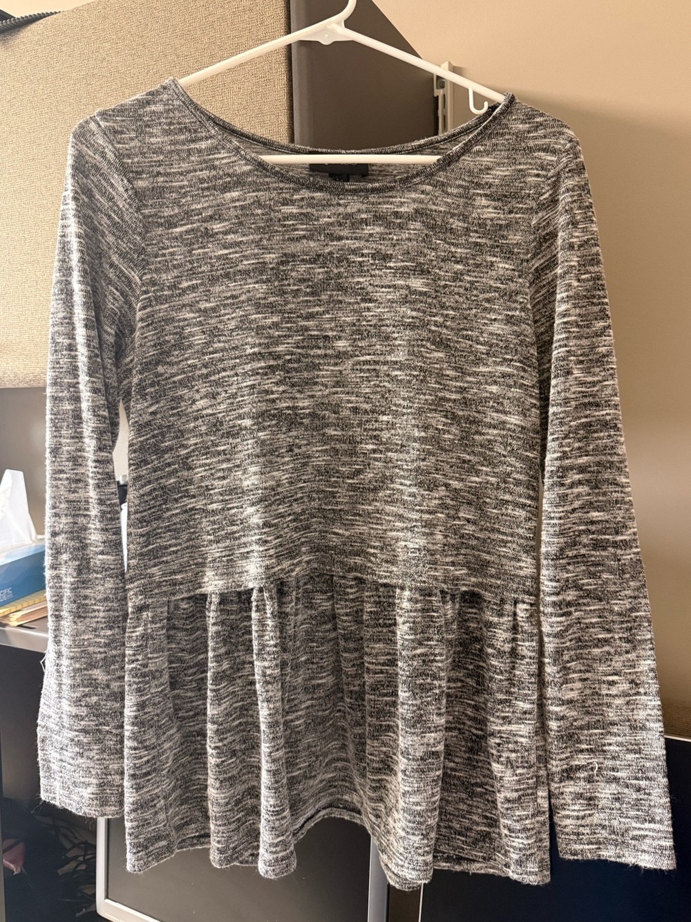 AB Studio Grey Marled Long-Sleeve Peplum Tunic